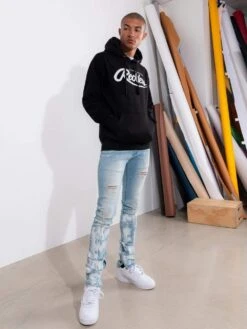 Big R Script Hoodie- Black/White -Men Women Style young and reckless mens fleece hoodies big r script hoodie black white 28434945867879