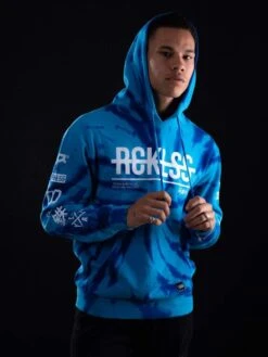 Strike Thru Hoodie - Blue Tie Dye