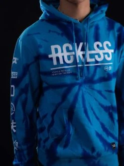 Strike Thru Hoodie - Blue Tie Dye -Men Women Style young and reckless mens fleece hoodies strike thru hoodie blue tie dye 28455239516263