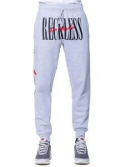 LA Vintage Sweatpants - Heather Grey -Men Women Style young and reckless mens fleece sweatpants la vintage sweatpants heather grey 28454912327783