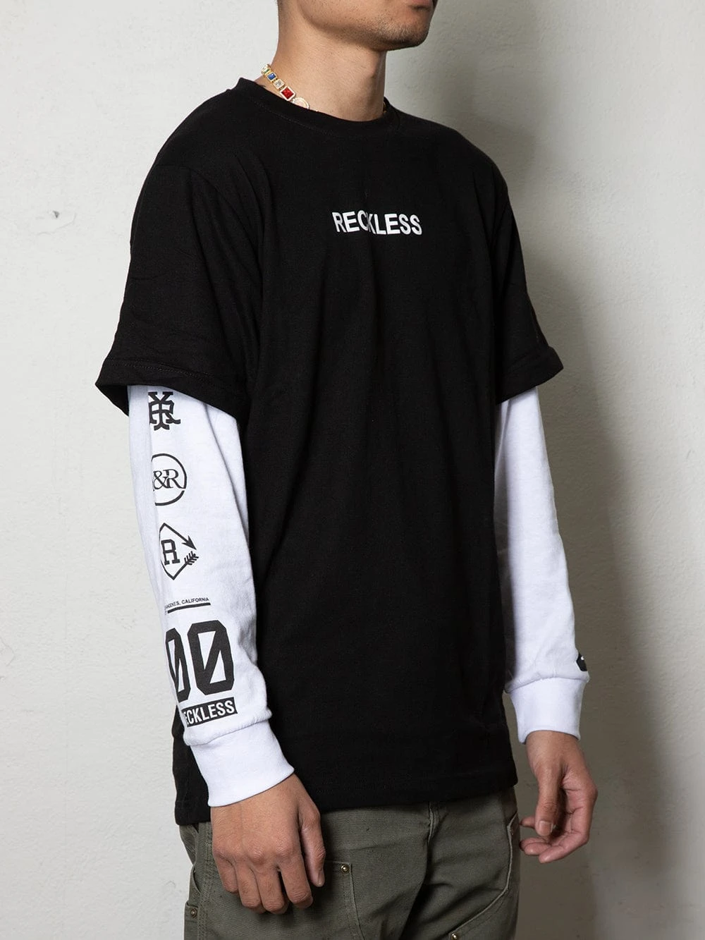 Reckless Double L/S Tee - Black/White(Reckless Double L S Black White) 1 Reckless Double L/S Tee - Black/White(Reckless Double L S Black White)