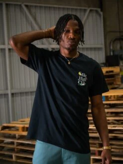 Reckless X Weedhumor: Mile High Club Tee - Black -Men Women Style young and reckless mens weedhumor reckless x weedhumor mile high club tee black 29158533955687